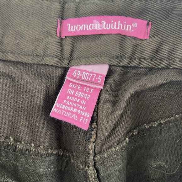 Woman Within Natural Fit 5 Pocket Western Classic Academia Brown Denim Pants 12T - Picture 4 of 9